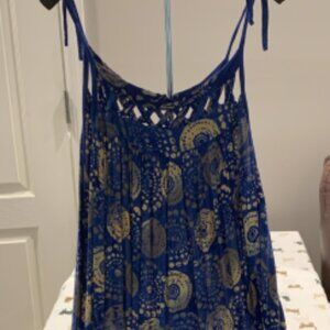 Knee Length Dress with Fringe and Shoulder Ties